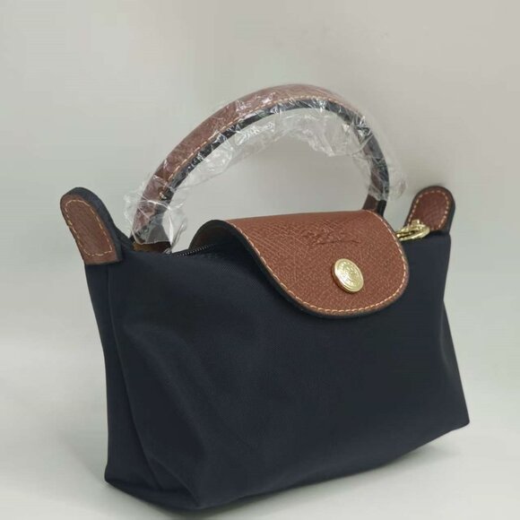 Black Longchamp Nylon Tote with Leather Trim - Picture 2 of 4